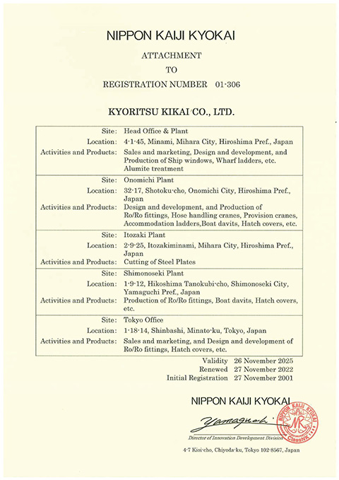 ISO品質マネジメントシステム登録証書（最新版）英文付属書_2022年更新
